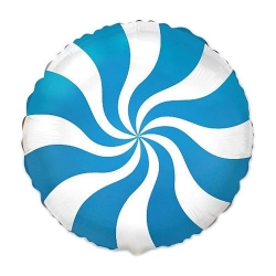 Balon foliowy okrągły Niebieski Lizak 46 cm